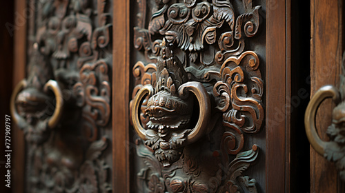 Close-up door handles of Balinese traditional wind