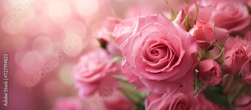 Pink Rose Blooms on an Enchanting Pink Rose Background