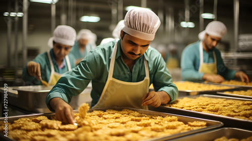 Workers prepare baklava at a factory in Turkey