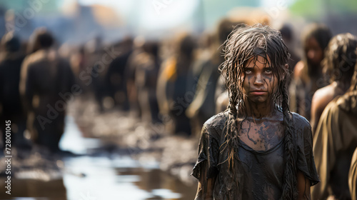 A poignant photo portraying the harsh realities of poverty and hunger across diverse regions of the world. A compelling visual advocating for awareness and compassion.