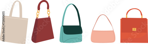 handbags set on white background vector