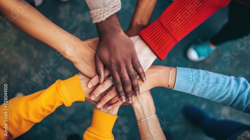 Group of Multinational People Putting Their Hands Together