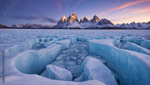 Landscape picture frozen ice age