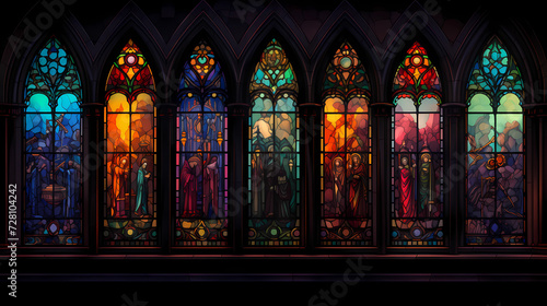 Gothic Elegance: Intricate Stained Glass and Moody Hues