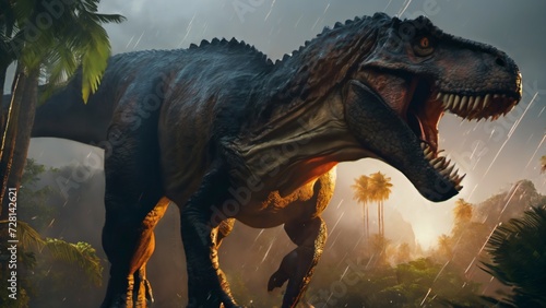Dans un accès de furie, le T-Rex déchaîne sa colère avec des grondements assourdissants. Ses mouvements féroces dévoilent une terreur ancestrale, une incarnation vivante de la sauvagerie préhistorique