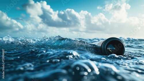 A periscope extending out of water