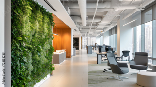 Rest area at the modern office with green plants