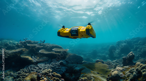 Drones autónomos subaquáticos mapeando o fundo do oceano contribuindo para a pesquisa marinha e monitoramento ambiental utilizando tecnologia de ponta