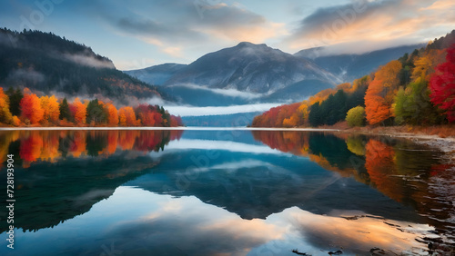 Serene Lake Reflecting Vibrant Autumn Colors