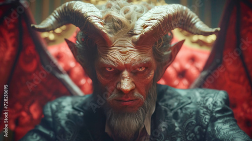 Portrait of an old devil man with horns. Portrait of a devil man with horns