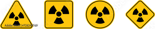 Radioactive contamination symbol. Yellow warning sign of radiation danger. Nuclear sign Vector illustration.