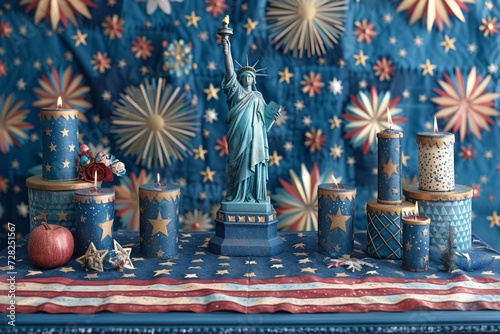 Liberty Goddess A Celebration of Independence with a Statue of Liberty Centerpiece Generative AI
