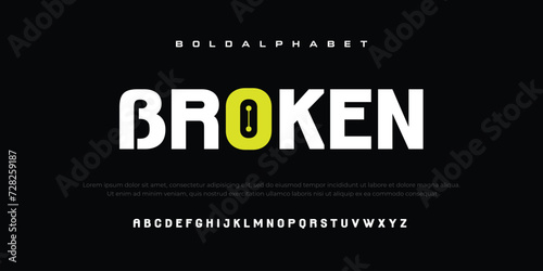 Broken Minimal modern alphabet fonts. Typography minimalist urban digital neon future creative logo font. vector illustration