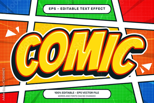 comic 3d text effect and editable text effect with comic retro style design