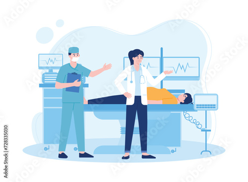 doctor and nurse showing patient infographic concept flat illustration