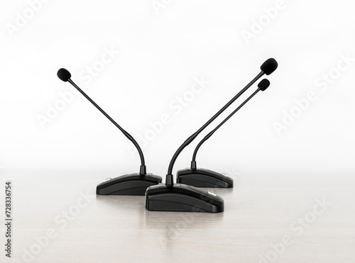 Three cardioid gooseneck microphones for conferences