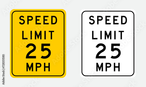 vector speed limit 25 MPH signs