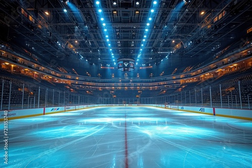 Illuminated hockey arena at the stadium