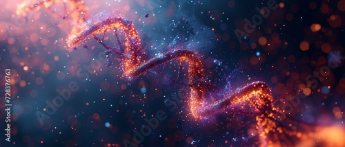 a symmetrical background with intertwining double helix structures of DNA, Dynamic Glowing Double Helix, Radiant Gradients and Abstract Particles in Healthcare Fusion . 