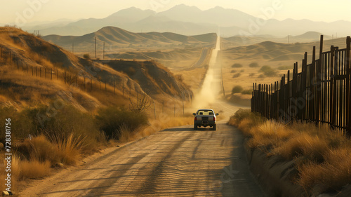 A vehicle patrols the Mexico-US border in Texas.