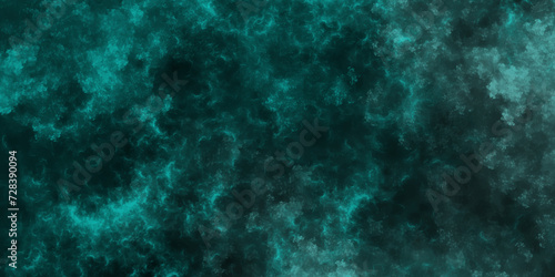 Abstract sea green watercolor hand painted watercolor. Grunge marbled pattern and rough paint brush strokes in Teal color powder explosion, isolated on dark cosmic powder Scattered Copy Space messy.