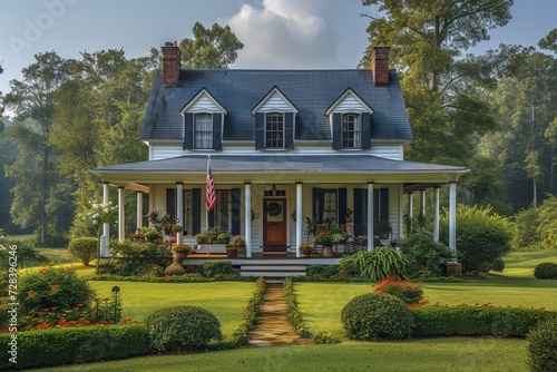 A charming country home with a patriotic touch Generative AI