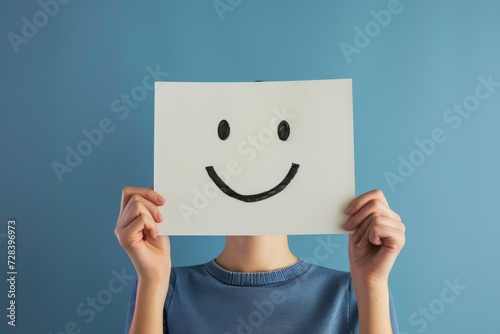 Positive Psychology Emoji connection Smiley, Icon Illustration visual art. Smiling cartoon sensation. Big grin hued happy smile. pathos stress management