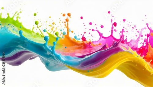 Schizzo colorato multicolore in acqua. Schizzo multicolore in acqua. Onda colorata di liquido. Colorful wave paint splash border with liquid drops in water.