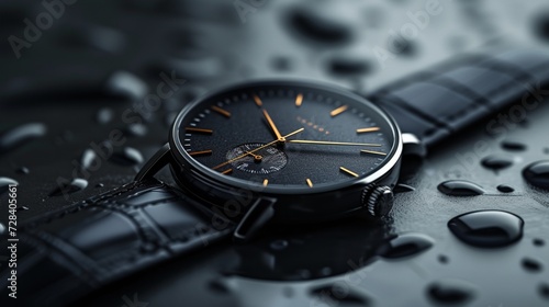 Elegant wristwatch mockup on a dark grey background 