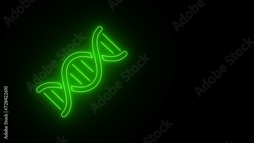 modern glowing banner design, DNA neon sign, Neon silhouette symbol. Chemistry dna line icon. DNA molecule in neon colors. Glowing neon line DNA symbol icon isolated on black background.