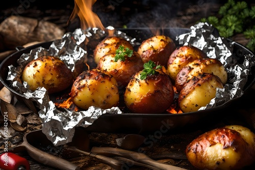 envision the thrill of campfire coking as foil-wrapped potatoes bakes in embers, offering a delicious side dish in the great outdoors.