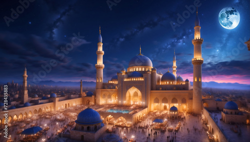 A large mosque in the evening