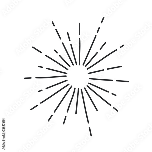 Radial firework sparks with rays line icon. Thin black simple outline round firecracker explosion to celebrate carnival party, festive silhouette of monochrome firework icon vector illustration