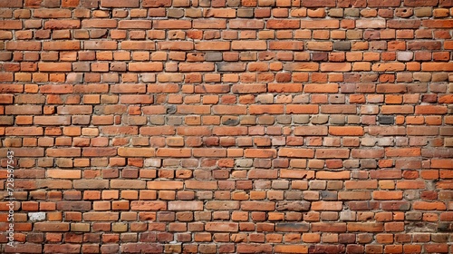 Brick wall. Old vintage brick wall pattern. Red brick wall panoramic background, Generative AI