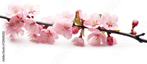 Pink cherry blossoms isolated on white background