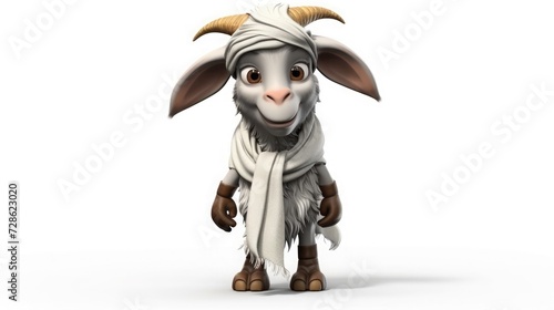 3d rubber billy goat with bandana on head on white background 