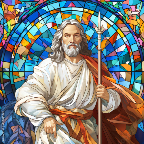 Stained Glass Illustration of Man