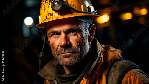 un trabajador minero seguro de sí mismo que participa activamente en su trabajo, mostrando su profesionalidad y experiencia