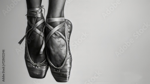 Ballerina feet, classic ballet, in ballet shoes. Black black pencil artistic drawing, on white background. Ai generative. 