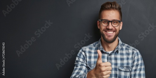 man showing thumbs up on gray background Generative AI