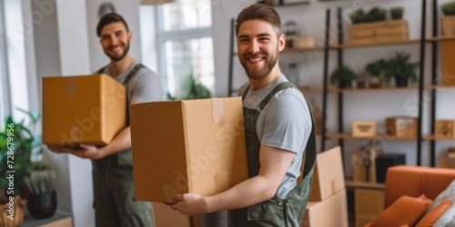 movers transporting things to a new apartment Generative AI