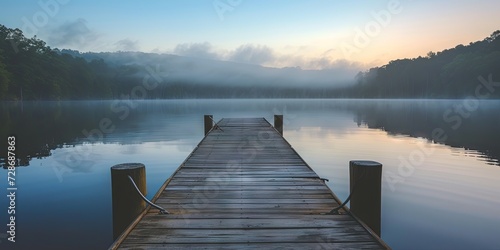 Empty wooden dock reaching into the water