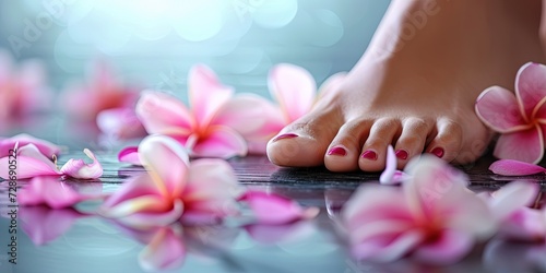 Pedicure concept with feet being pampered during a spa day