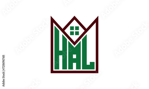 HAL initial letter real estate builders logo design vector. construction ,housing, home marker, property, building, apartment, flat, compartment, business, corporate, house rent, rental, commercial