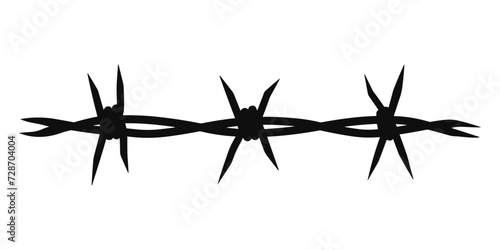 Silhouette of barbed wire, vector illustration.