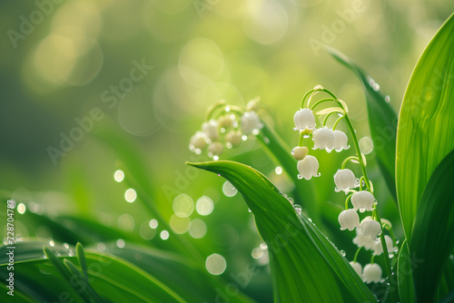 "Lily of the Valley in Soft Morning Light, Delicate Floral Scene