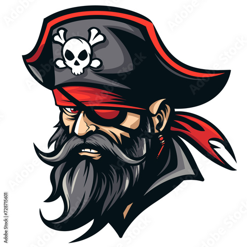 Esport vector logo pirate, icon, sticker, symbol, corsair, rover, buccaneer, filibuster