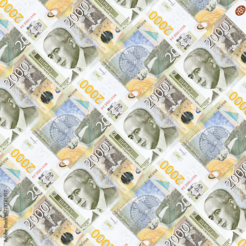Serbian two-thousand dinar banknotes as a background