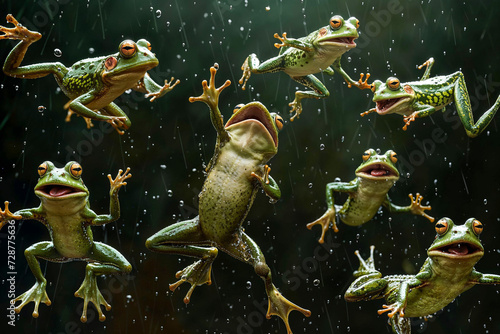 Rain of frogs, meteorological phenomenon, concept