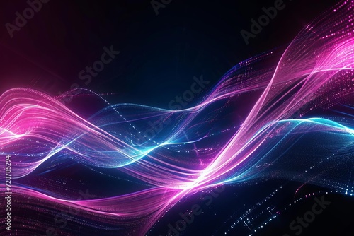 Neon futuristic flashes Dynamic motion light lines on a black background Abstract tech backdrop